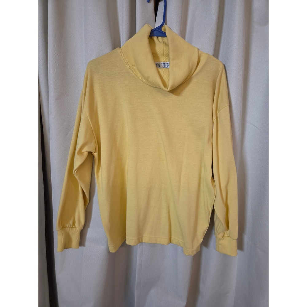 Vintage Together! Yellow Turtleneck Long Sleeve Top Missy Medium Ribbed Trim